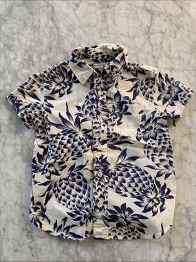 J Crew kids toddler Crewcuts pineapple Hawaiian Tropical Button-Up Shirt 3T